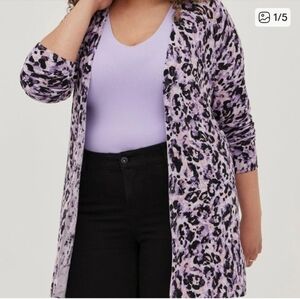 Torrid Women's Purple Leopard Print Cardigan Sweater